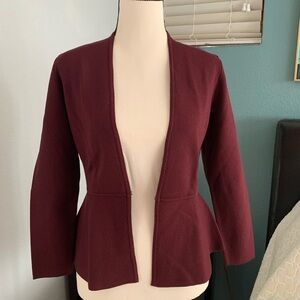 Ann Taylor Burgundy  Women's Peplum Sweater Blazer NWT